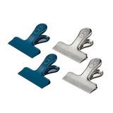 Fackelmann 26838 Set van 4 roestvrijstalen zakclips, voedselzakclips, voedselzaktang, voedselzaksluiting, roestvrij staal, 5,5 cm