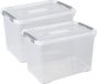 Curver Handy+ Opbergbox - 65L - 2 stuks - Transparant met deksel