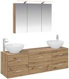vidaXL Badkamermeubelset, 4-delig, handgemaakt eiken, hout en glas