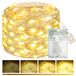 Guirlande lumineuse LED, 5 mètres de long, 50 LED blanc chaud, pile, fonction minuterie, dimmable