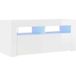 Meuble TV blanc brillant avec lumières LED 90x35x40 cm