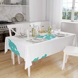 Bonamaison Tafelkleed, Anti-Mold, Sneldrogend, Waterdicht, 100% Polyester Tafellaken, Turkoois, wit, 140 x 160 Cm