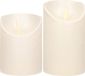 Anna's Collection LED kaarsen/stompkaarsen - set 2x - parel/creme - H10 en H12,5 cm - bewegende vlam