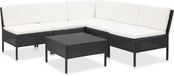 vidaXL 6-delige Loungeset met kussens van polyrattan, zwart