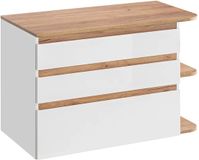 Vente-unique Hangende wastafel - Natuur en wit - 96 cm - ANIDA