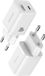 Dux Ducis Adaptateur USB-A & USB-C Chargeur Super Si Power Delivery 30W QC 18W - Blanc