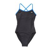 TYR Women's Standard Durafast Elite Trinityfit Swimsuit, BLK/Blue, 24