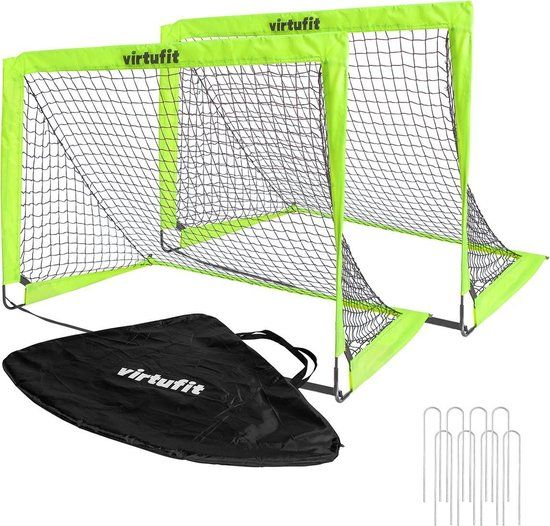 VirtuFit Pop-Up Voetbaldoelen Set - 120 x 90 x 90 cm - Voetbalgoals - Groen - Set