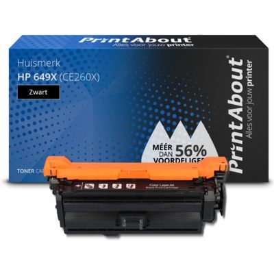 PrintAbout Huismerk HP 649X (CE260X) Toner Zwart - Compatibel - 18500 pagina's - XL
