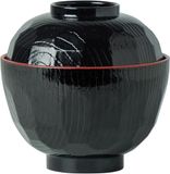 JADE TEMPLE Bols à soupe miso noir - rouge ABS, capacité 330 ml - 12 pièces