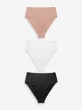 Next - Dames - Naadloze slips - Verpakking van 3 - Zwart/Wit/Praline Nude