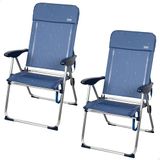AKTIVE La Palma Strandstoelen, inklapbaar, aluminium en textiel, rugleuning 4 posities, draagkracht 110 kg, handgrepen, blauw