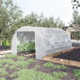 LAVVE Serre Tunnel De Jardin 12 M² - Porte Incluse - Parois Latérales Enroulables - 8 Fenêtres - Acier - Pe - 4 X 3 X 2 M - Blanc