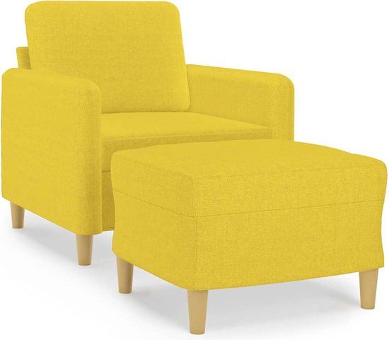 vidaXL Fauteuil met voetenbank stof lichtgeel