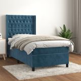 Maison Exclusive - Boxspringbed met matras, bleu foncé, 90x200 cm, velours