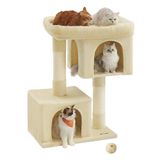 Feandrea kattenkrabpaal, 101 cm, M kattenhuis, 2 kattengrotten | Sisalpalen, voor extra grote katten tot 20 kg, groot platform, Zomer zand, CLAWFY Collectie PCT614M01