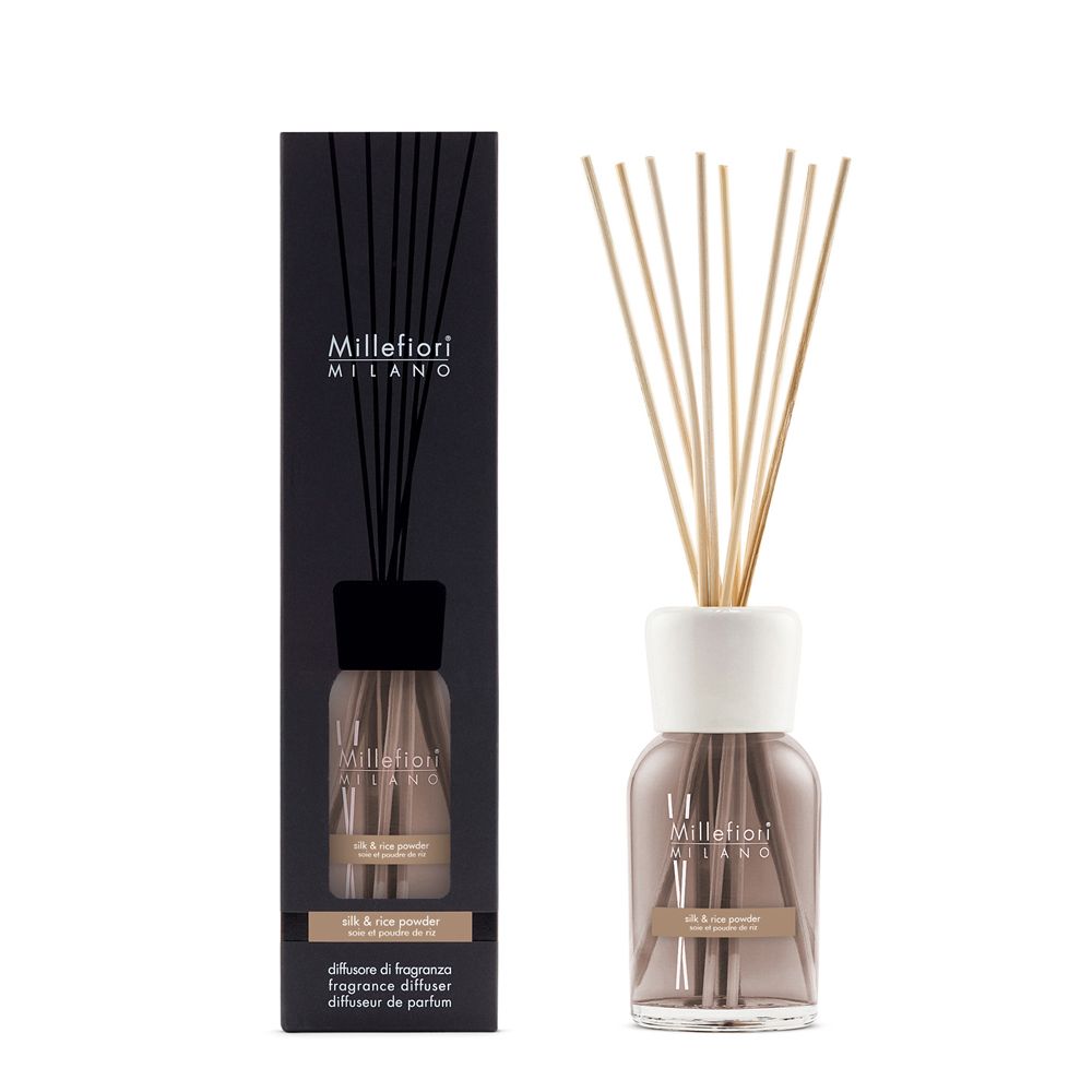 Millefiori Milano Silk & Rice Powder Reed Aroma Diffuser - Brown - 500ml