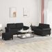 Maison Exclusive ensemble de canapé 3 pièces avec coussins, noir, similicuir