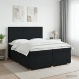 vidaXL Boxspringbed met matras met hoofdeinde Zwart 200 x 200 cm Stof