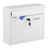 Merkloos Relaxdays Wandbrievenbus met slot - 31 x 36 x 12 cm - metaal - wit