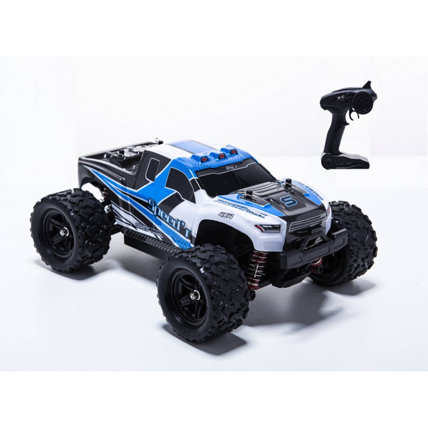 Blij'R Speed'r - RC Monster Truck 1:18 4WD RTR met extra accu 40km/h - Blauw