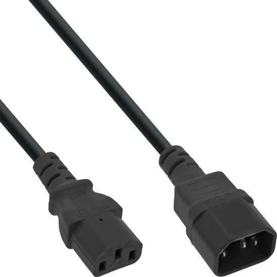 InLine C13 - C14 Verlengkabel - 3 x 0,75mm2 - 1 meter - Zwart