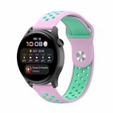 By Qubix - Sport Edition siliconen band - Roze + groen - geschikt voor Huawei Watch 5 - 46mm