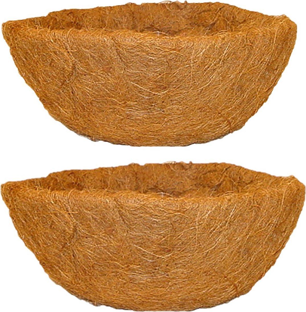 Esschert Design 2x stuks voorgevormde inlegvellen kokos voor hanging basket 40 cm - kokosinleggers / plantenbak van kokos