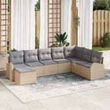 vidaXL Hoek loungeset 7 zitplaatsen Beige en lichtgrijs Polyrattan