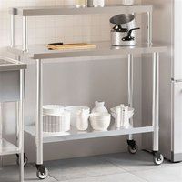 vidaXL Keukenwerktafel met bovenschap 110x55x120 cm roestvrij staal