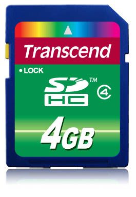 Transcend TS4GSDHC4 - SDHC - 4GB - Class 4 - Zwart