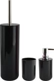 MSV Badkameraccessoire Moods - toiletborstel in houder - beker - zeeppompje - zwart - kunststof