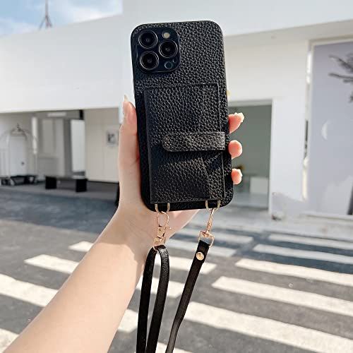 JWXNO Crossbody Card Pocket Wallet Case - iPhone 14 Pro - Black
