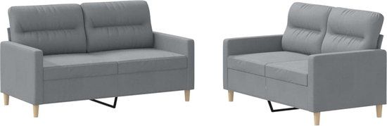 vidaXL 2-delige Loungeset met kussens stof lichtgrijs
