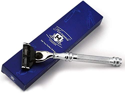 Haryali London Designer-handvat roestvrij staal DE veiligheidsscheerapparaat - premium selectie | heren-scheerklassieker | perfect als cadeau