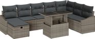 vidaXL Tuinbank - Set - 9 - st - Grijs - poly - rattan
