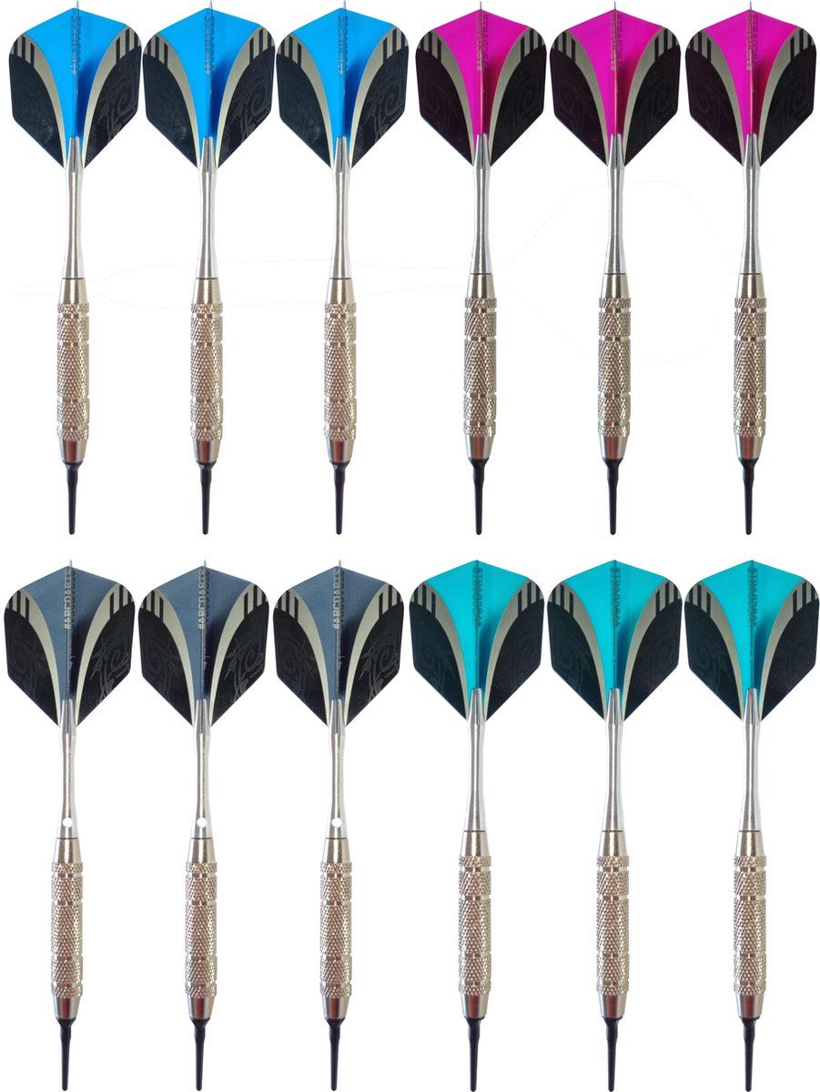 ABC Darts Softtip Dartpijlen Zilver - 12 stuks