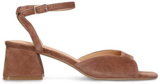 Manfield Dames Bruine Suède Sandalen met Hak - Maat 42