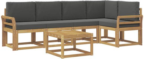 vidaXL Loungeset Bank 5-zits Acacia Hout Wit/Antraciet Inclusief Tafel