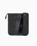 Armani Exchange Dylan schoudertas voor heren met metalen logo met twee strepen, zwart/grijs