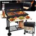 Heckermann barbecue sur roues avec 2 grilles, thermomètre et compartiment de rangement