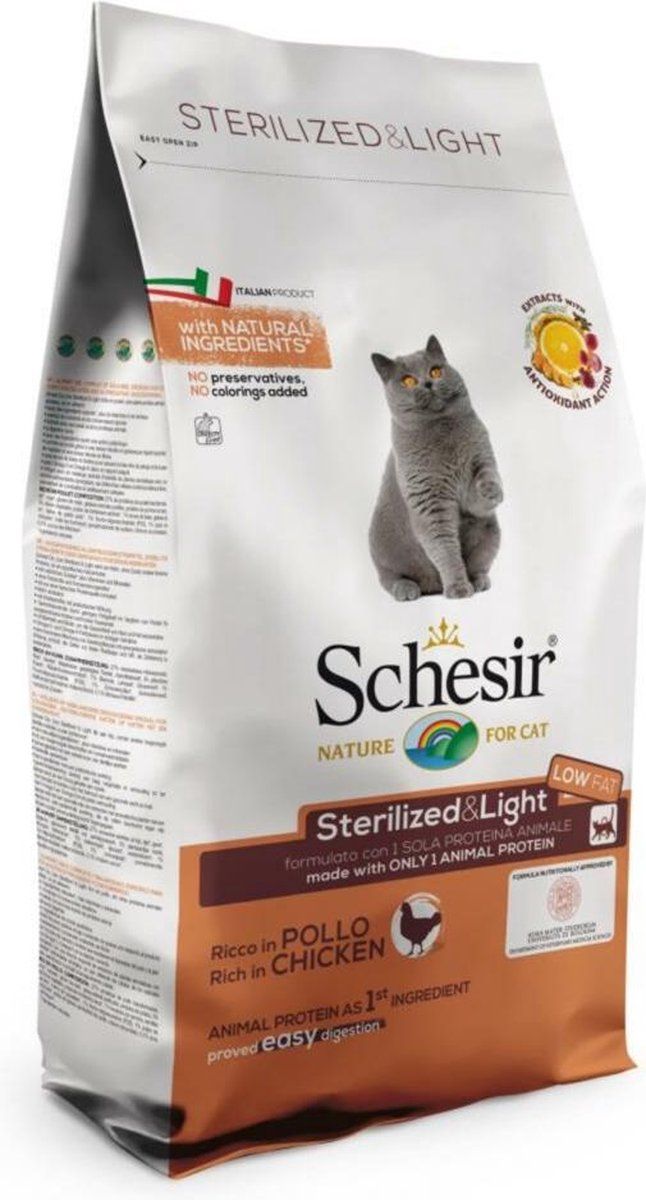 Schesir 6x Kattenvoer Dry Sterilized en Overweight 1,5 kg