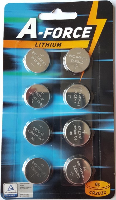 A-Force Powerfull Lithium CR2032 - 3 Volt - 8 stuks