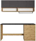 Vente-unique Wasmeubels voor wasmachine met werkblad - L182 cm - Antraciet en licht naturel - NATAJI