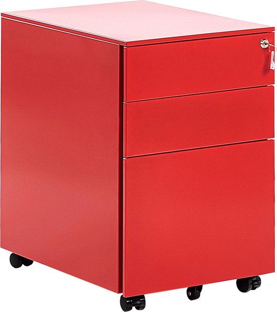 Beliani CAMI - Archiefkast - Rood - Metaal - Schuifdeur - Design