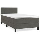VidaXL Boxspringbed met matras, donkergrijs, 80x200 cm, fluweel