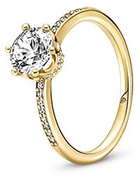 Pandora Passions Glinsterende kroon van 14-karaats verguld metaal met heldere zirkonia, maat 50, 50, Metaal, Zirkonia