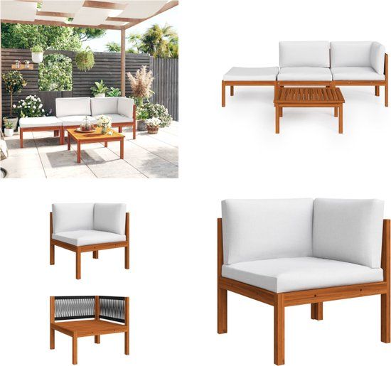 vidaXL 4-delige tuinloungeset met kussens crème