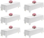 VEVOR 6 x Tafelkleed 2286x3353 mm, Herbruikbare Tafelkleedbeschermer, Machinewasbaar Polyester Tafelkleed voor Feesten, Bruiloften, Banketten, Formele Evenementen, Wit