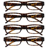 Leesbril The Reading Glasses Company Leesbril Bruine Schildpad Lichtgewicht Comfortabel Lezers Waarde 4 Stuks Ontwerper Stijl Mannen Vrouwen UVR4PK032BR +3,50